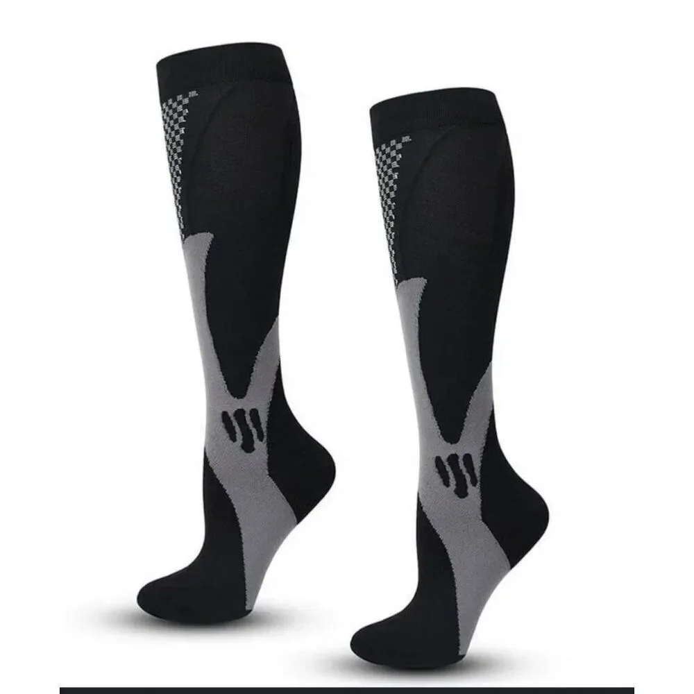 DZsocoki Unisex Black/ Gray Compression Socks Size XL-4XL